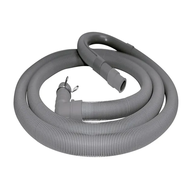 Manguera gris corrugada con abrazadera para desagüe de lavadora